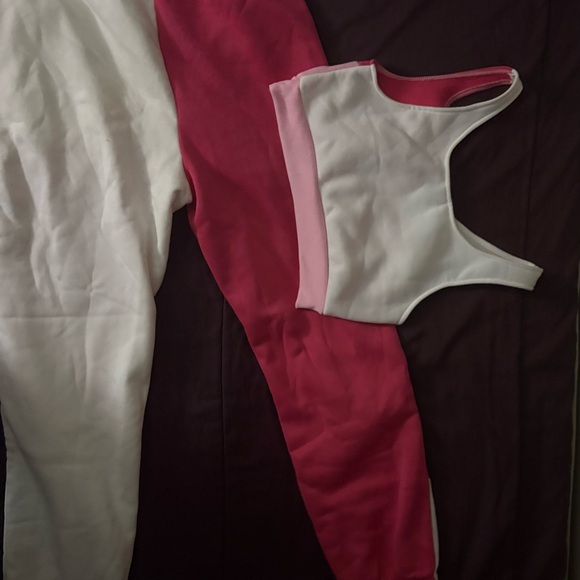 Red and Pink Patchwork Sweat Set - Picture 2 of 2